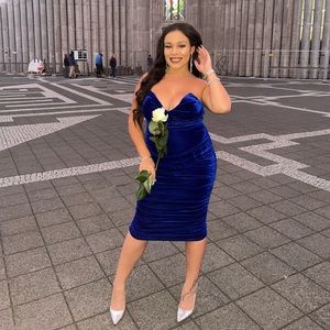 Forever Royalty Blue Velvet Midi Fashion Nova Dress